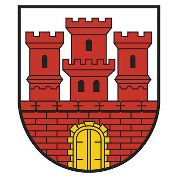Das Wappen der Stadt Steinheim besteht aus einer roten Stadtmauer mit Zinnen und einem gelben Tor. Weiterhin sind drei Türme abgebildet, wobei der mittlere größer als die beiden äußeren Türme ist. Die kleineren Türme haben ein Fenster, der größere Turm drei Fenster.