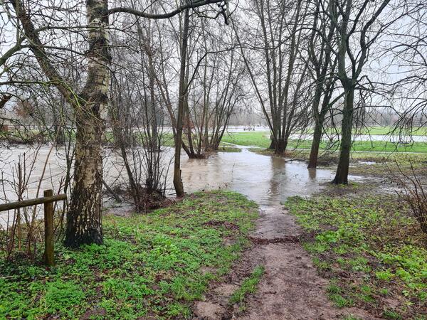 Hochwasserabfluss an der Wehranlage im Altenhagen 